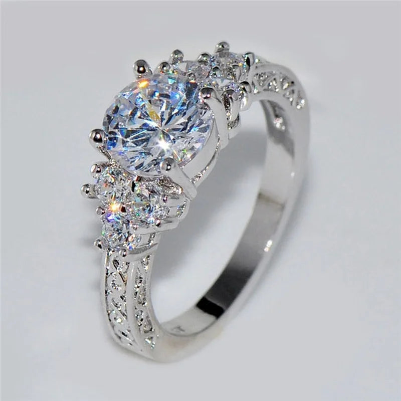 Silver Crystal Engagement Ring