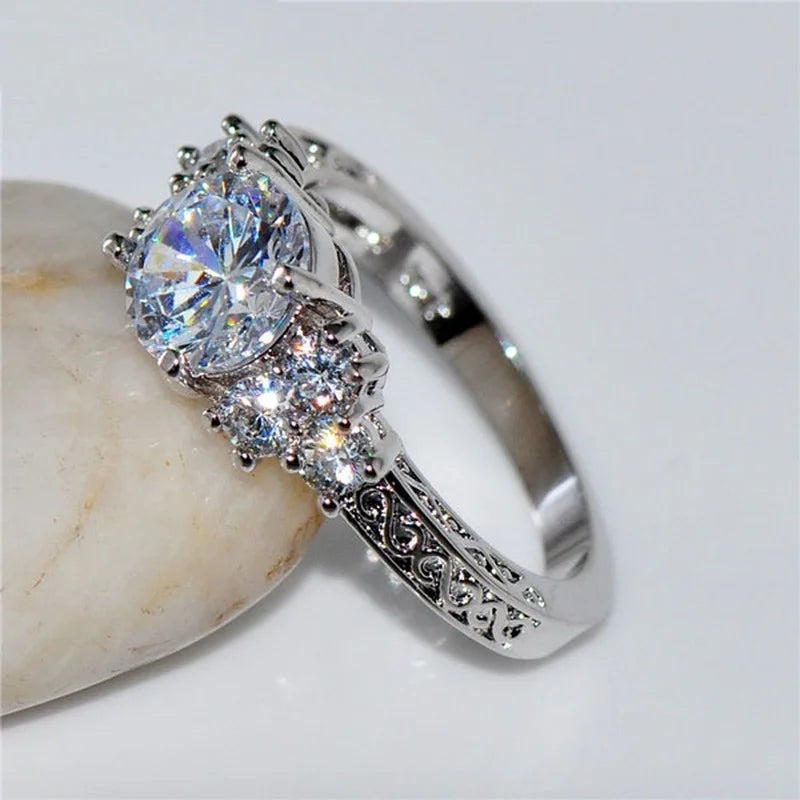 Silver Crystal Engagement Ring