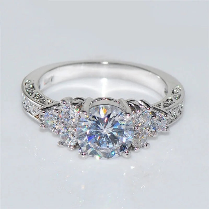 Silver Crystal Engagement Ring