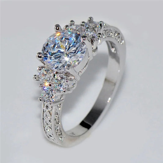 Silver Crystal Engagement Ring