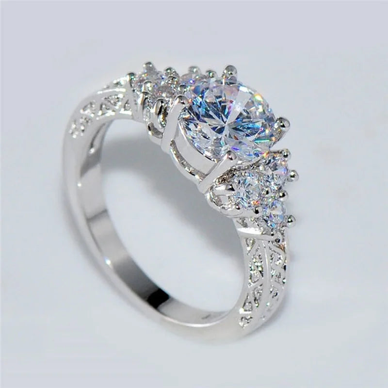 Silver Crystal Engagement Ring